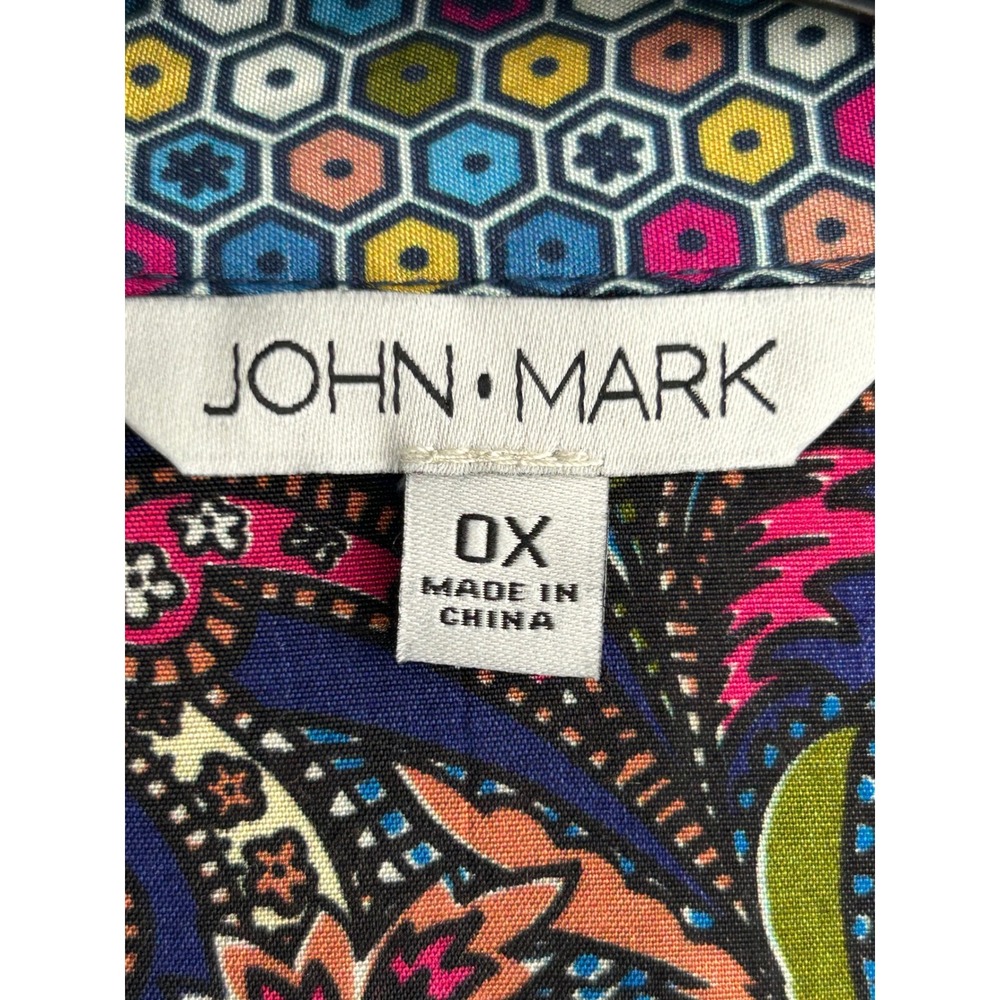 JOHN MARK Patchwork Blue Floral Print Button Up S… - image 5